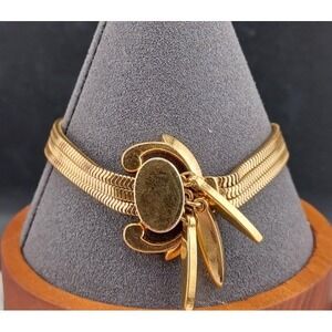 Vintage‎ Monet Slide Mesh Bracelet Priscilla Gold Tone 7.5" Signed